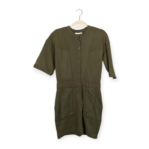NWT Reiss Army Green Emlyn Panel Detail Sweatershirt Dress